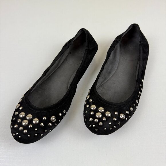 Stuart Weitzman Shoes - EUC Stuart Weitzman Black Suede Ballet Flats Studded